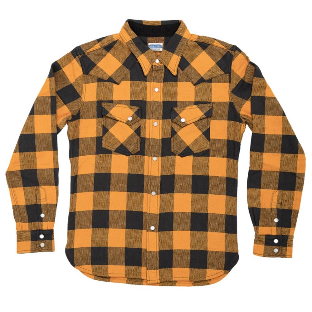 The Flat Head Orange Block Check Flannel Shirt